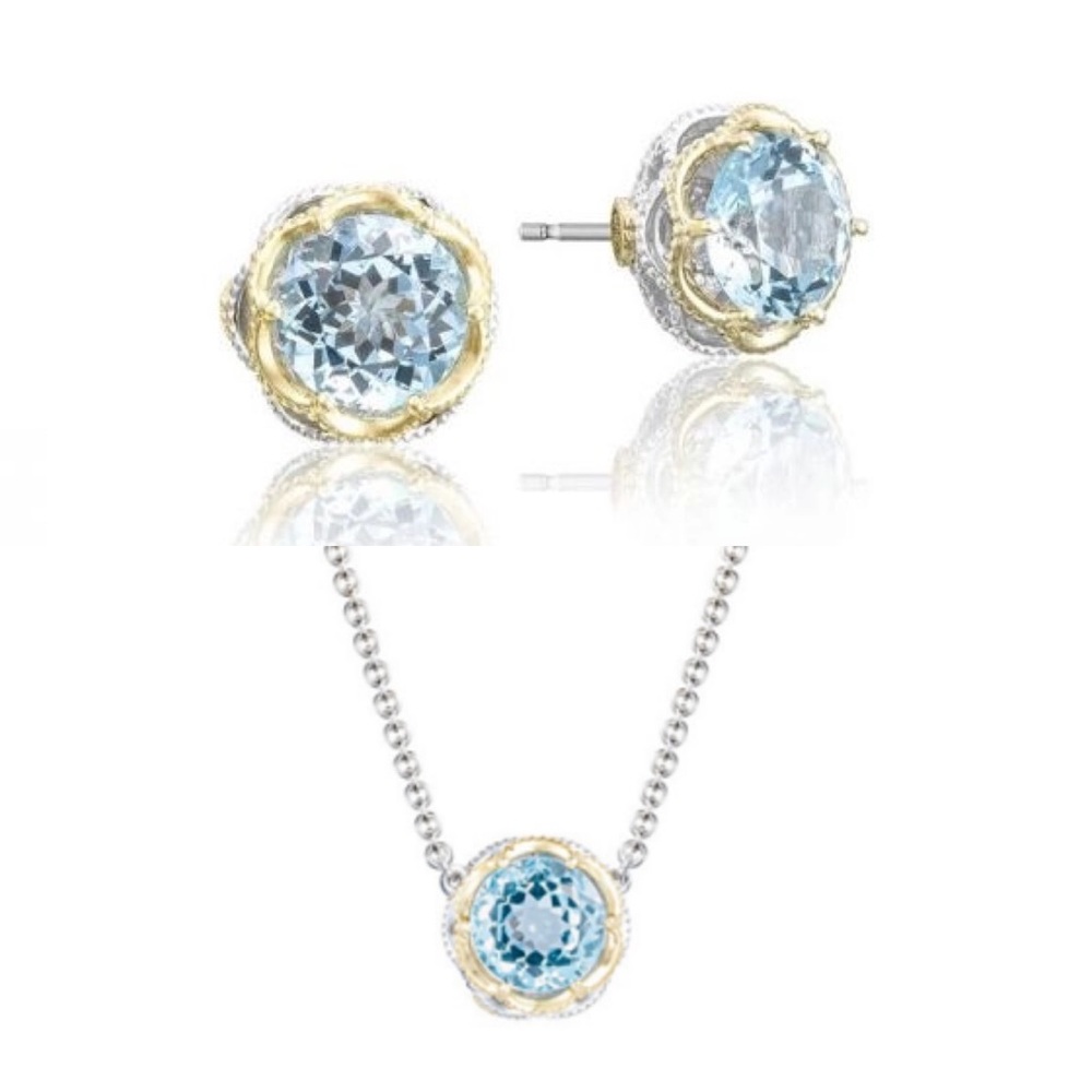 EUC TACORI Crescent Crown Topaz Set - Earrings + Necklace